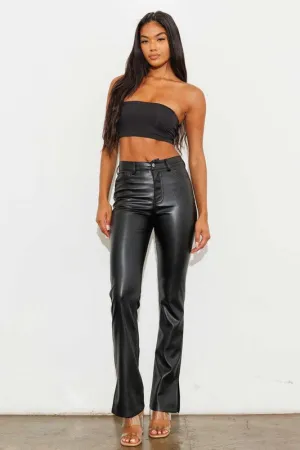 Vibrant M.i.U Vegan Leather Side Slit Bootcut