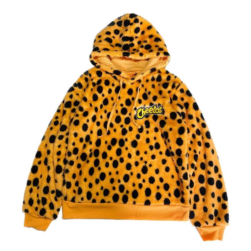 Vintage Leopard Plush Hooded   KF83345