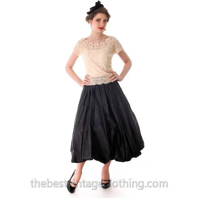 Vintage Saab 1950s Lace Blouse Sheer Short Sleeves Nice Details Sz 34