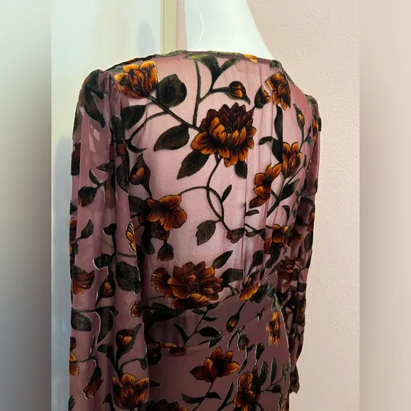 Vivian Plum Purple Burnout Velvet Floral Print Skater Dress by ASTR the label