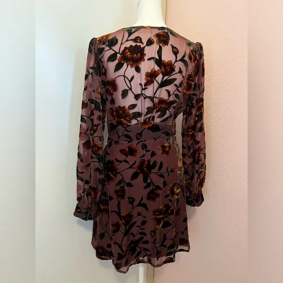 Vivian Plum Purple Burnout Velvet Floral Print Skater Dress by ASTR the label