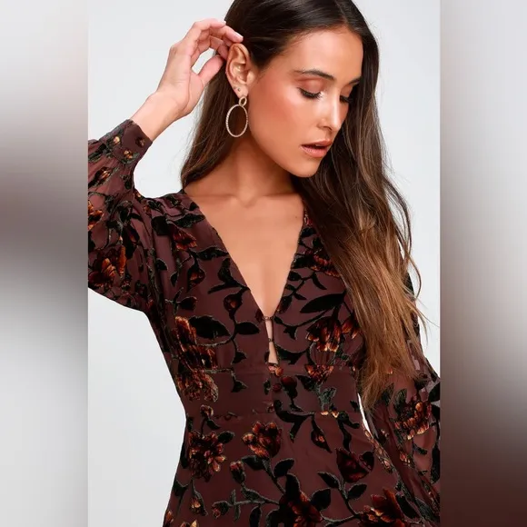 Vivian Plum Purple Burnout Velvet Floral Print Skater Dress by ASTR the label