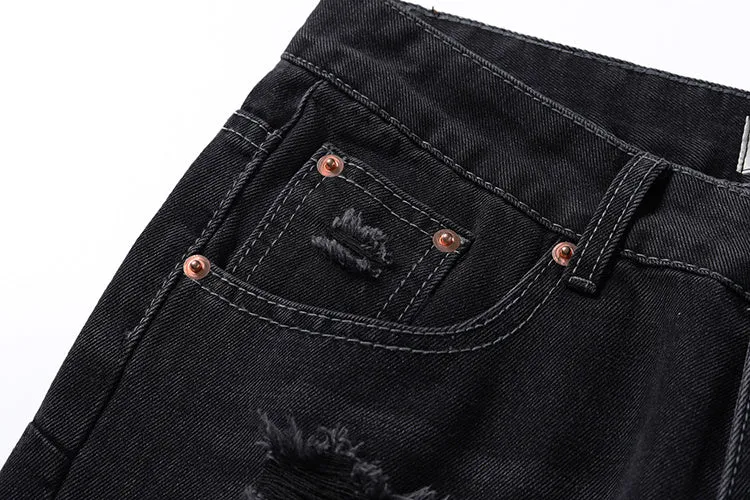 Washing Hole Denim Bootcut Trousers Men