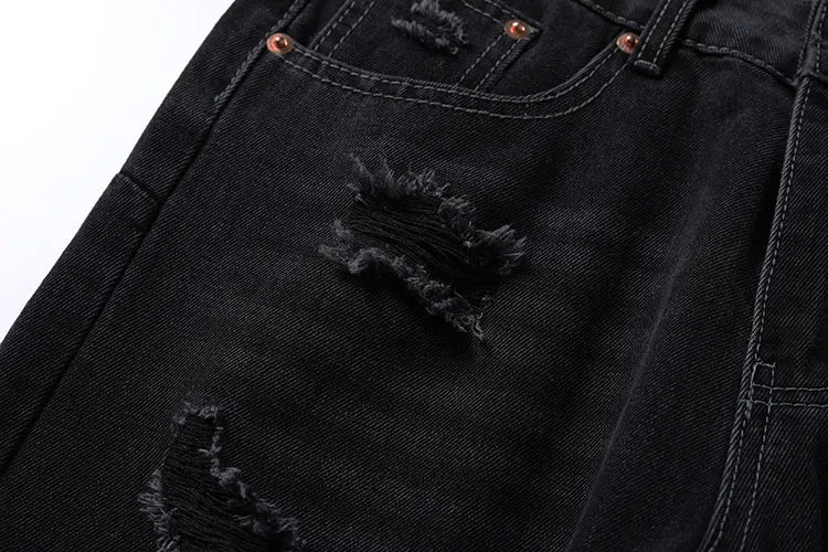 Washing Hole Denim Bootcut Trousers Men