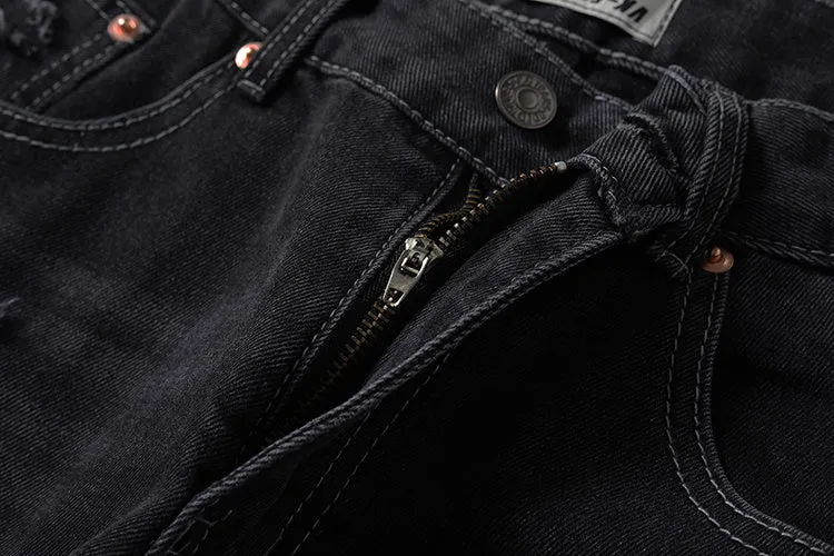 Washing Hole Denim Bootcut Trousers Men