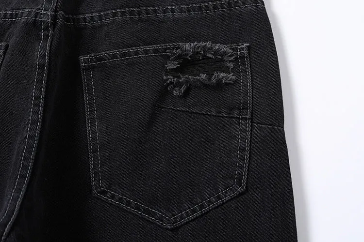 Washing Hole Denim Bootcut Trousers Men