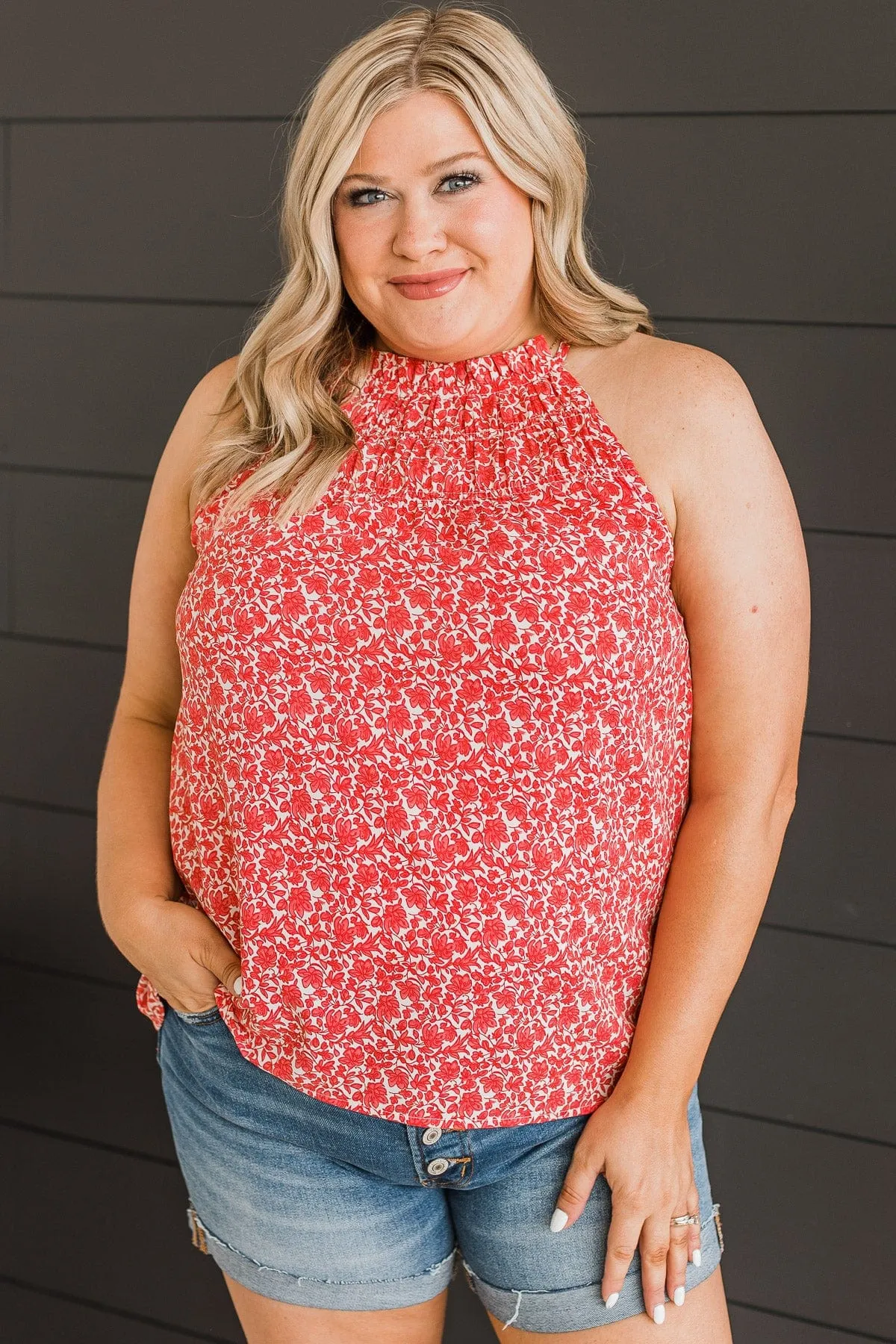 Watch Me Bloom Floral Tank Top- Red