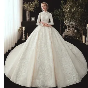 Wedding Dresses Crystal Flowers Ball Gown Wedding Gowns
