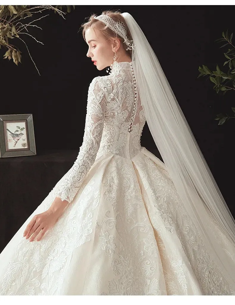 Wedding Dresses Crystal Flowers Ball Gown Wedding Gowns