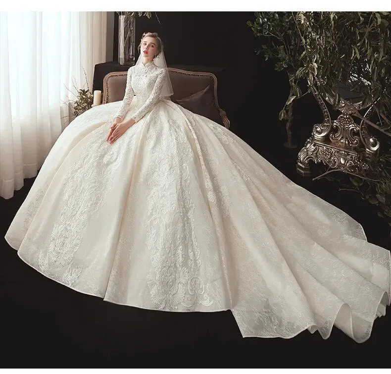 Wedding Dresses Crystal Flowers Ball Gown Wedding Gowns