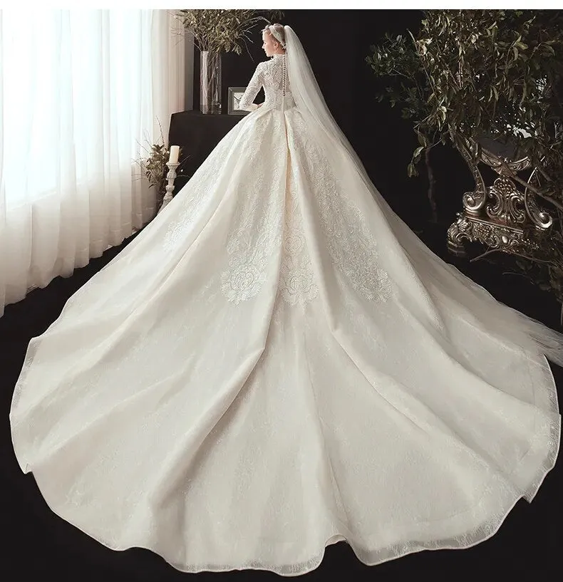 Wedding Dresses Crystal Flowers Ball Gown Wedding Gowns