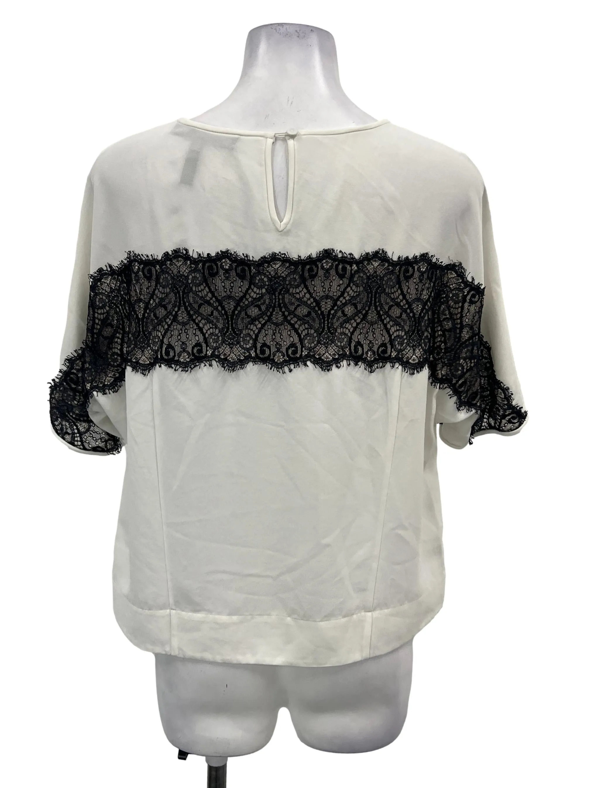 White Lace Trim Shift Top