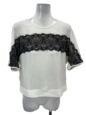 White Lace Trim Shift Top