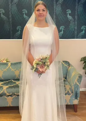 White single layer plain veil with metal comb Express NZ Wide