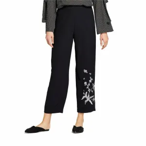 Who What Wear Women's Relaxed Fit Embroidered Ankle Trousers Pants
