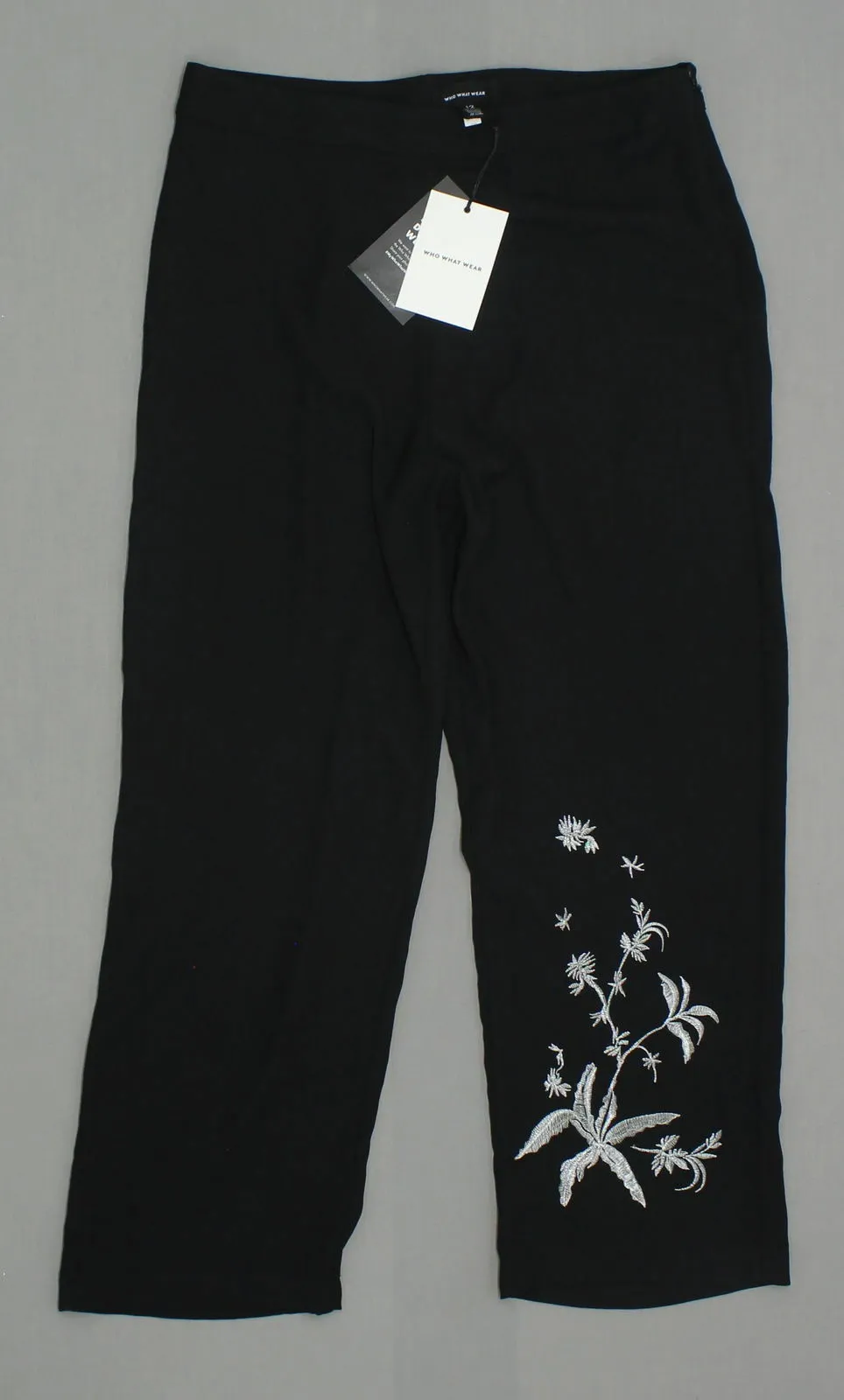 Who What Wear Women's Relaxed Fit Embroidered Ankle Trousers Pants