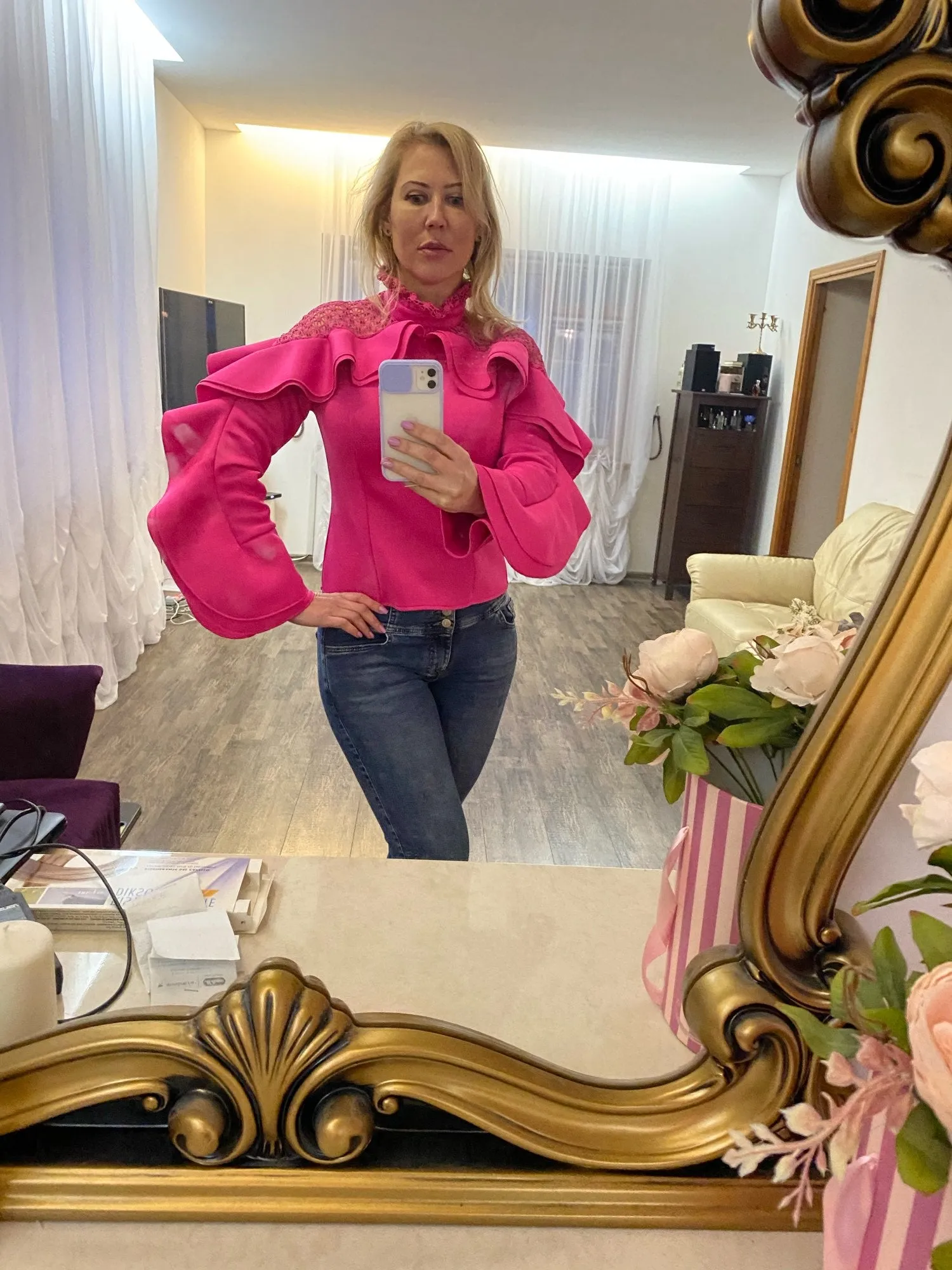 Women Blouse Tops Slim Autumn Street Beat Shirts Blousa African Ruffle Sleeve Party Club Office Lady Fashion Falbala Pullover