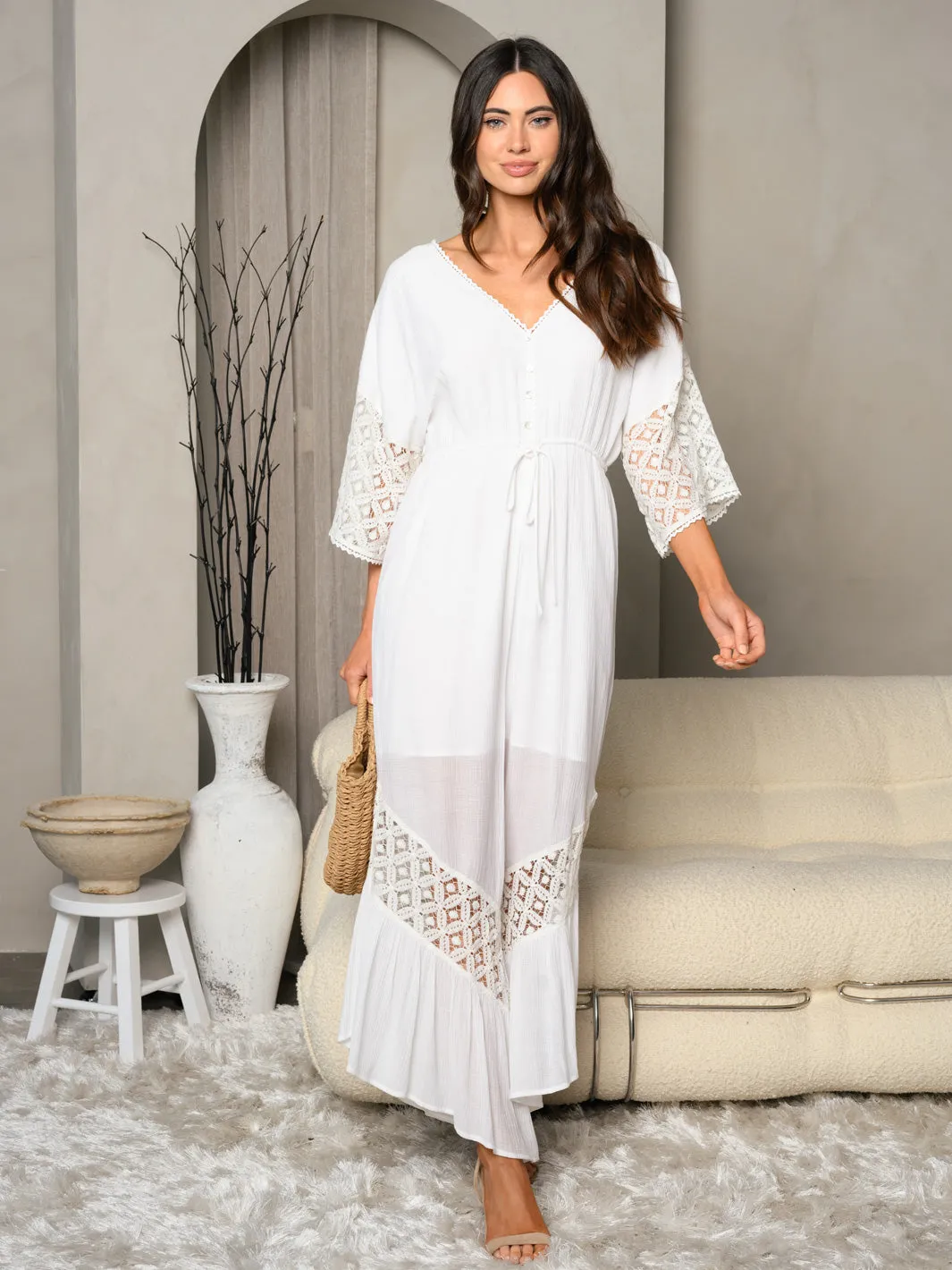 WOMEN'S BELL SLEEVES V-NECK PALAZZO JUMPSUIT