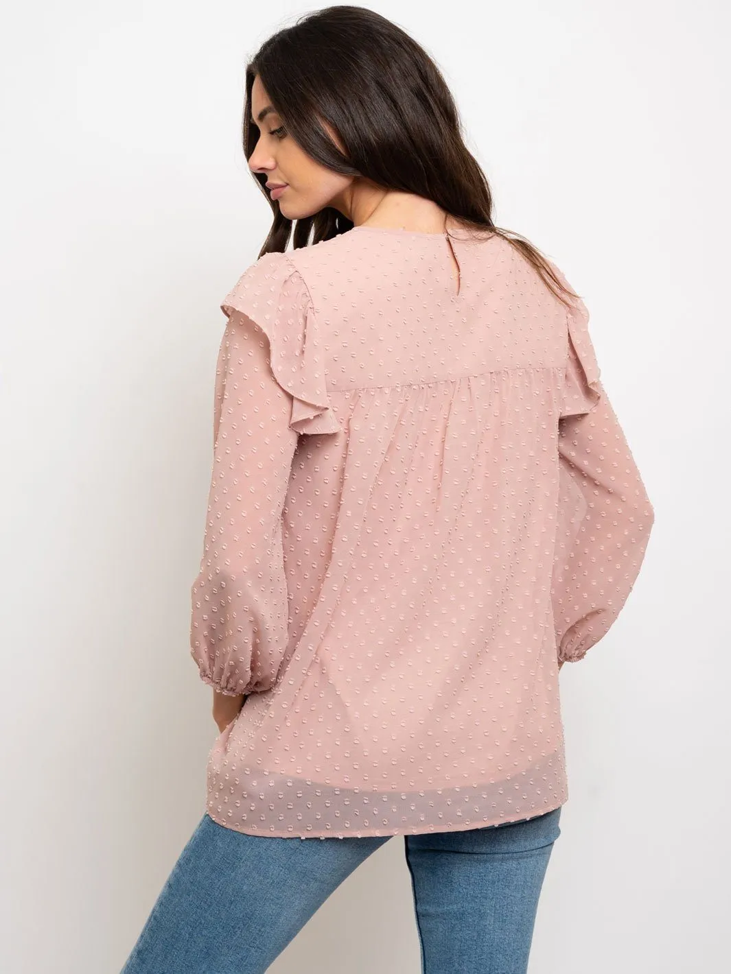 WOMEN'S SWISS DOT LACE TOP