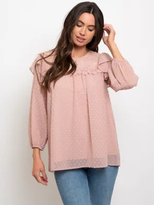 WOMEN'S SWISS DOT LACE TOP