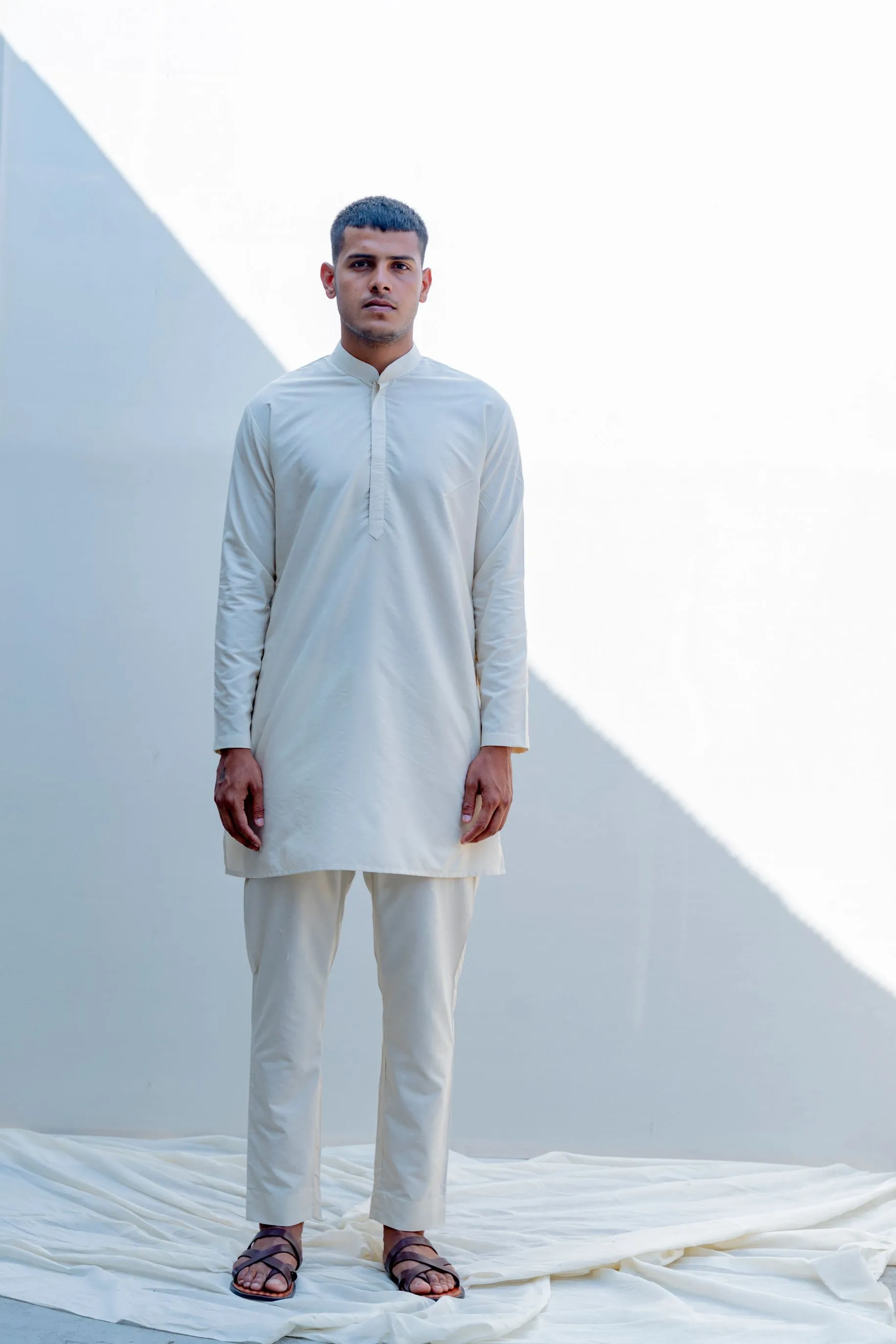 Zingaro- Off White Overlapped Cross Embroidered Jacket With Kurta Set